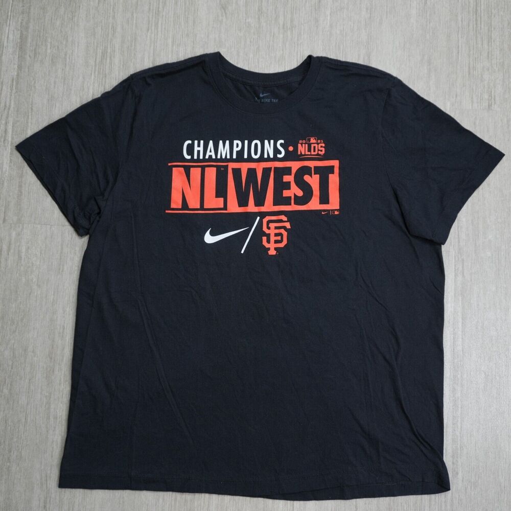 Nike San Francisco Giants World Series Champions NLDS Swoosh T Shirt XL Black